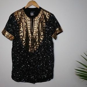 Switch Gold and paint slpatter Dashiki T-shirt